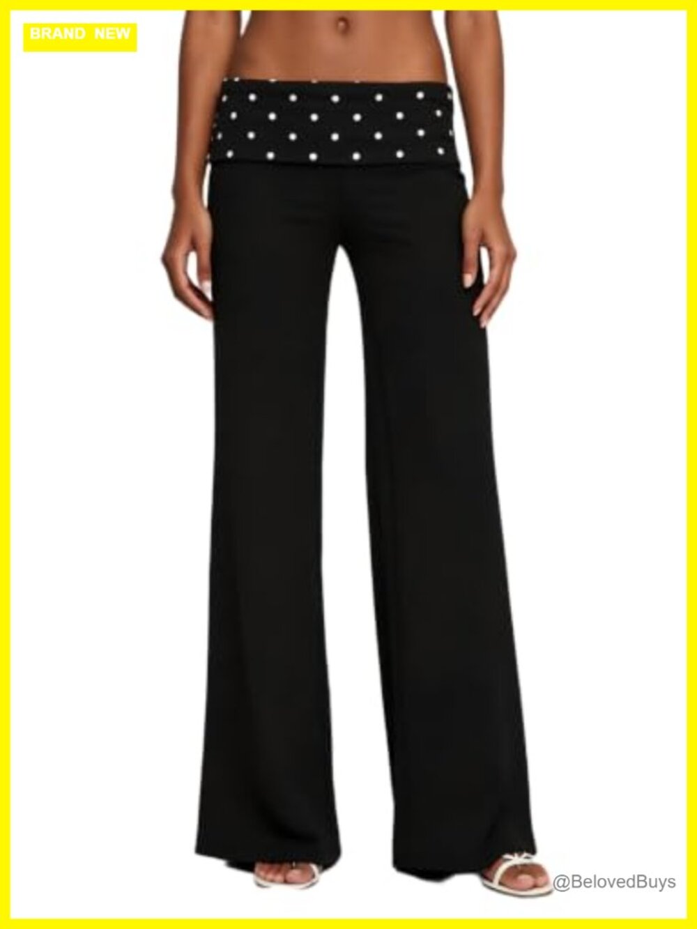 UAURORAO Fold Over Yoga Pants Wide Leg Workout Sweatpants Striped Lounge Pants